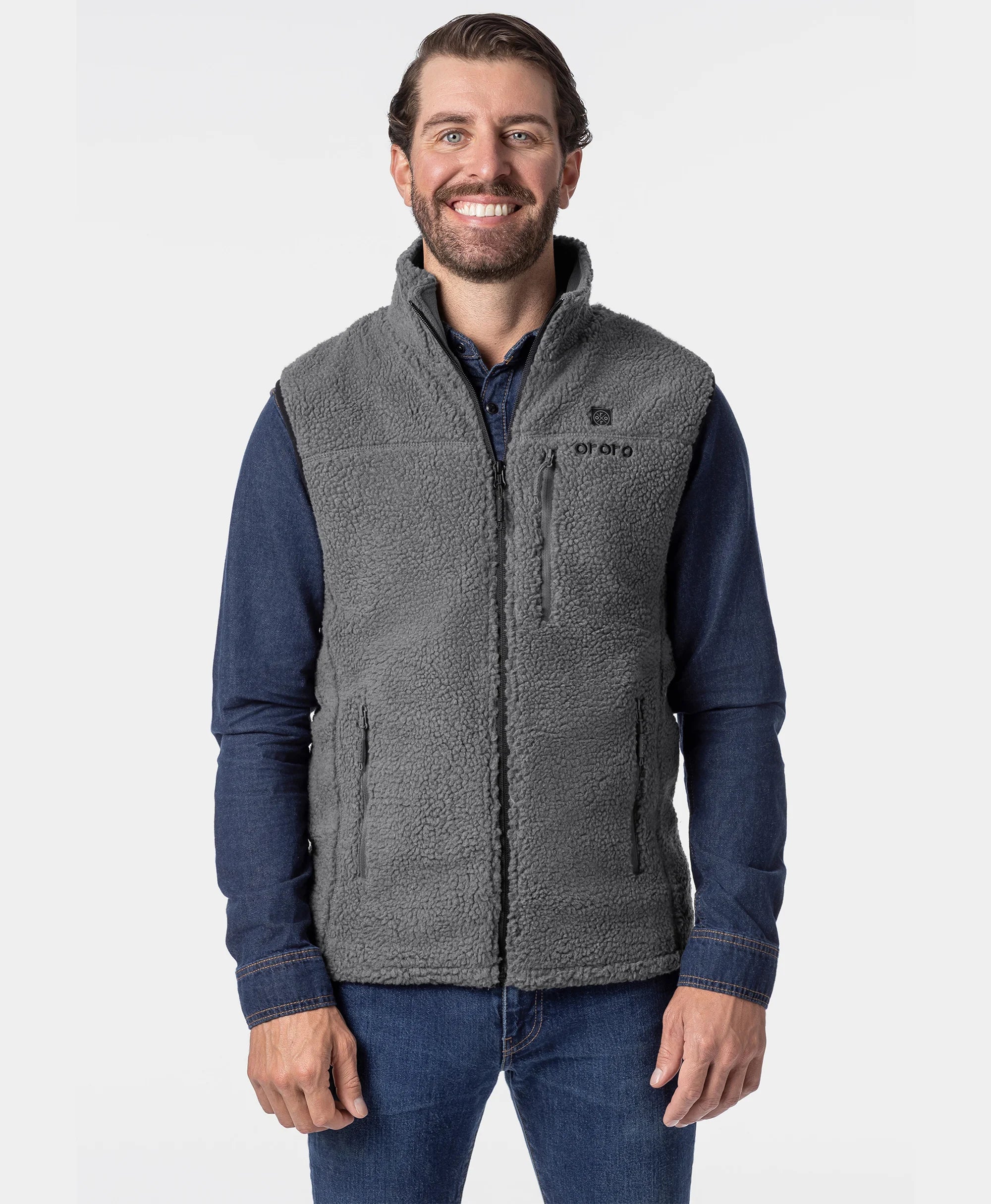 Men's Heated Recycled Fleece Vest | 4 Heat Zones | ororo® Men's Heated Recycled Fleece Vest | 4 Heat Zones | ororo®