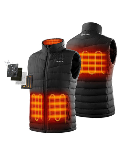 (Open-box) Men's Heated Lightweight Down Vest - Black with B19G Battery view 1