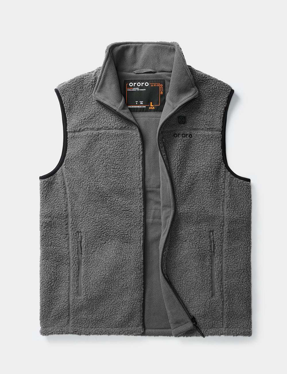(Open-box) Men's Heated Recycled Fleece Vest - Gray (Battery Set Not Included), Thumbnail 10