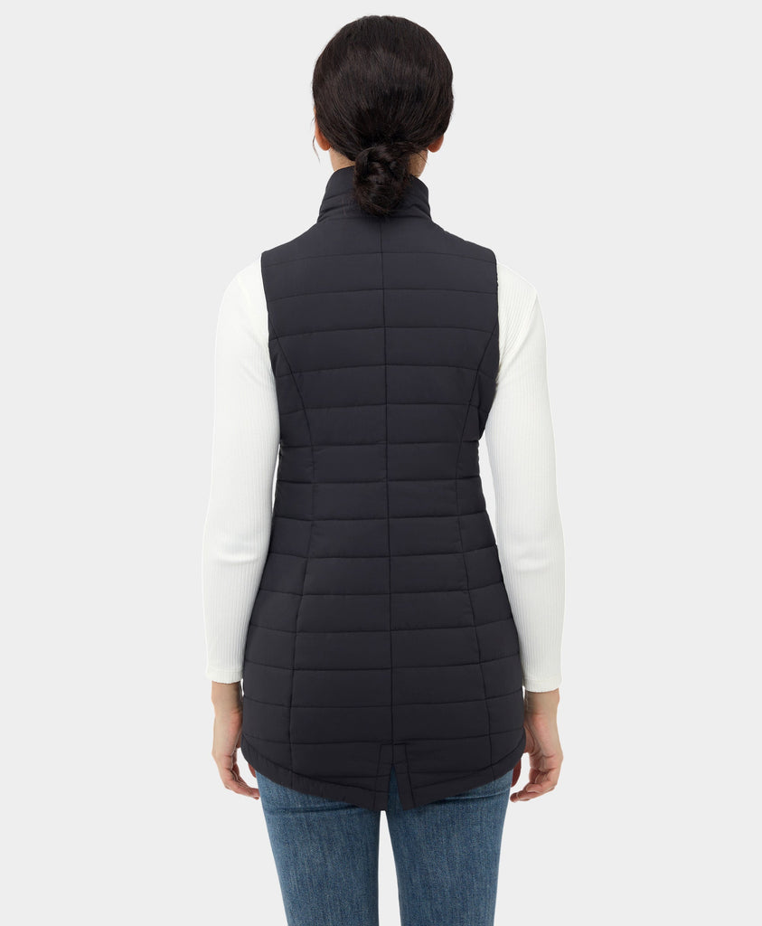 Women Heated Long Puffer Vest, Battery-Electric Heating