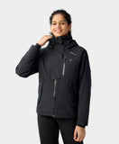 Women's Waterproof Heated Ski Jacket - Black/Blue