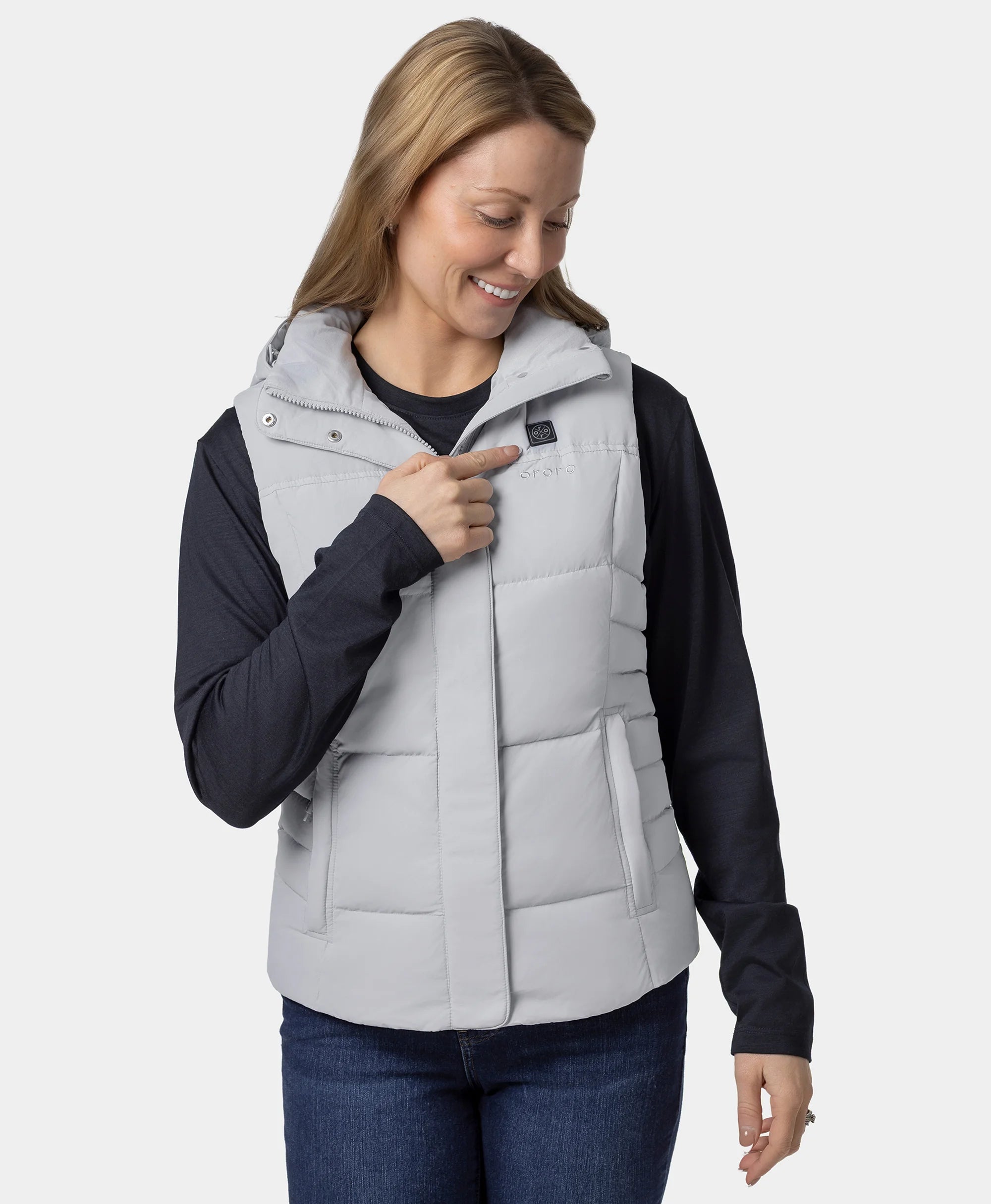 Women's Heated Down Vest - Gray