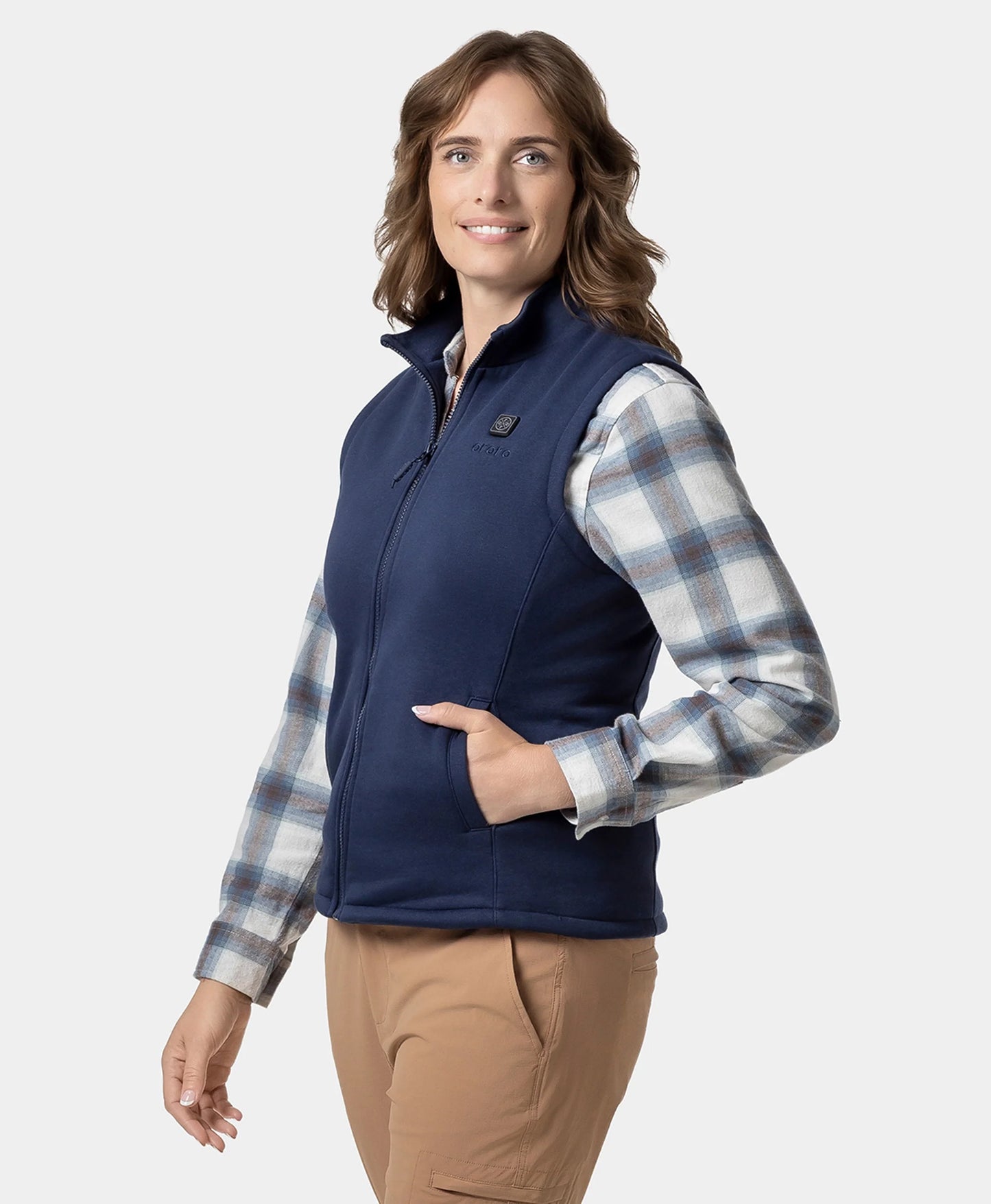 Women's Heated Fleece Vest - Blue