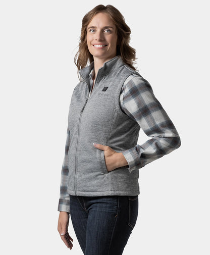 Women's Heated Fleece Vest - Flecking Gray