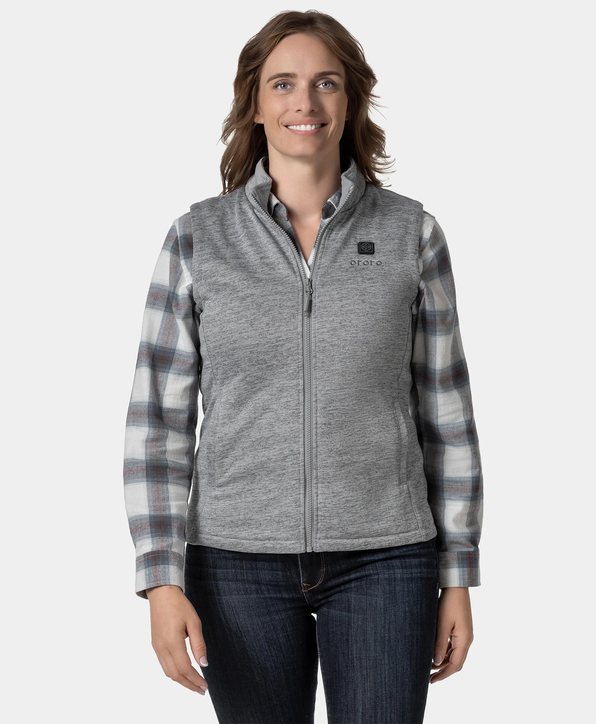 Women's Heated Fleece Vest - Flecking Gray