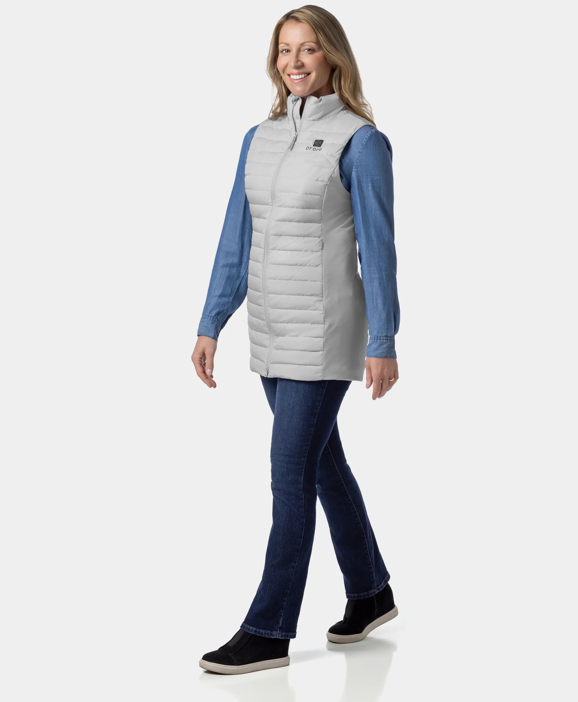 Cloudmere Women's 5-Zone Heated Long Down Vest, Thumbnail 13