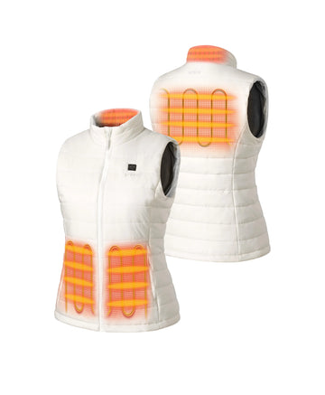 White heated vest with 4 heating elements