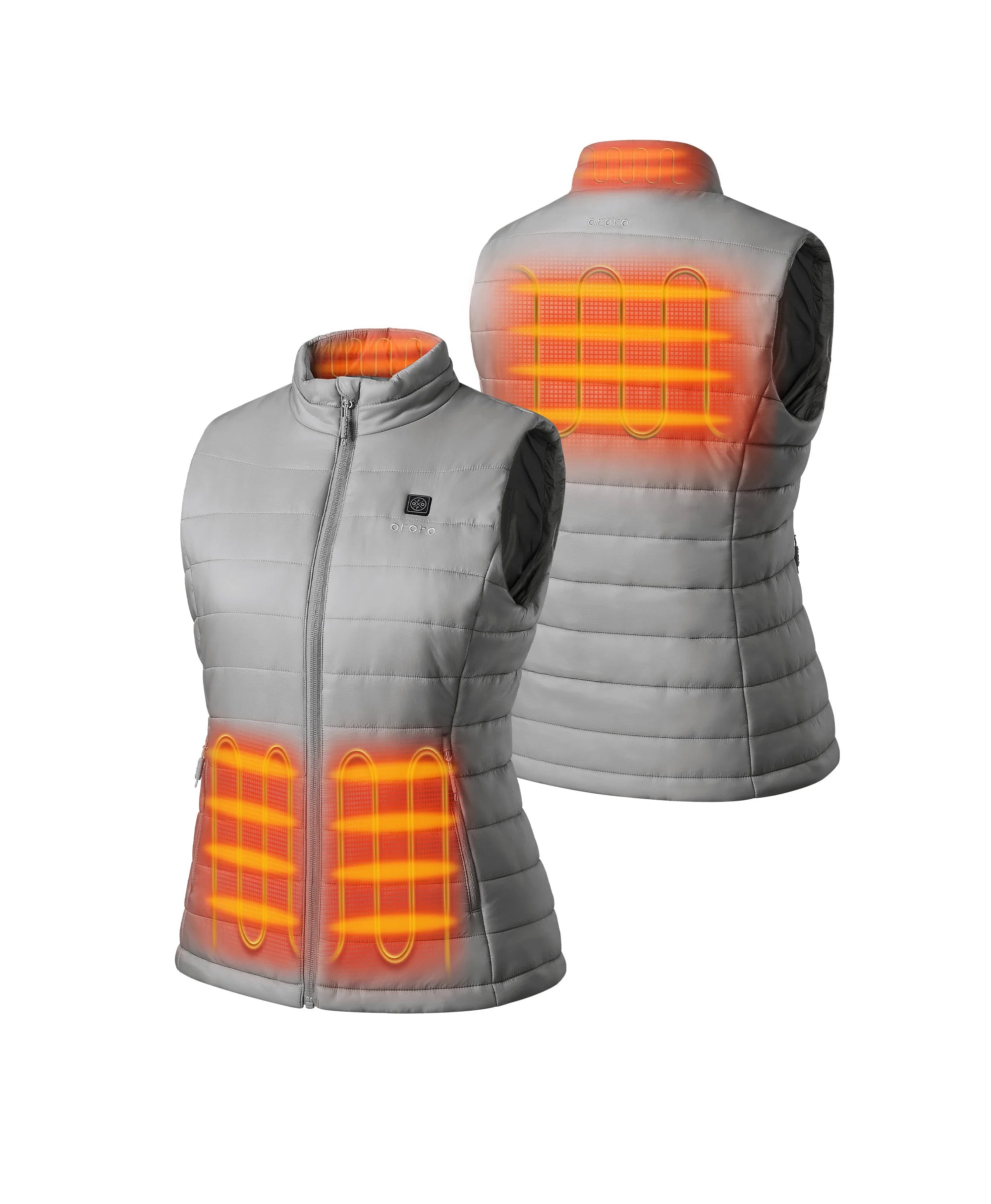 Gray heated vest with 4 heating elements