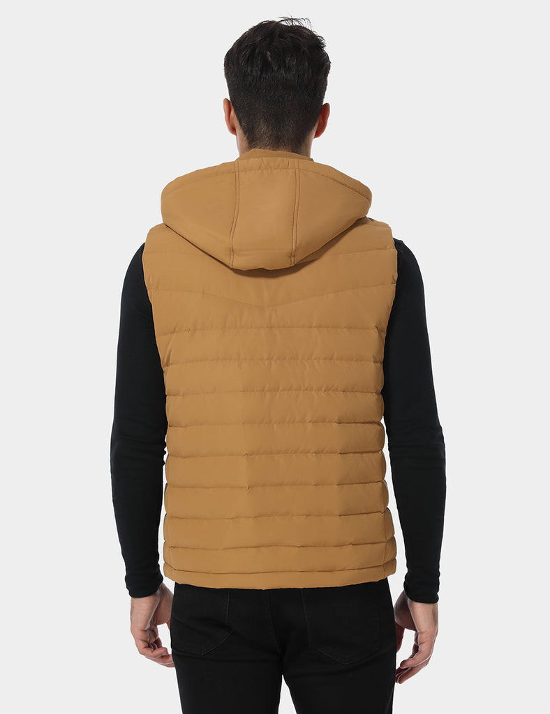 Men's Heated Lightweight Down Vest - Khaki, Thumbnail 4
