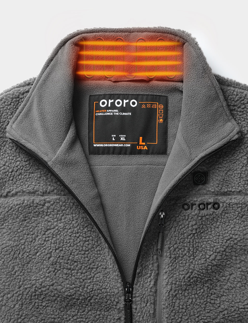 (Open-box) Men's Heated Recycled Fleece Vest - Gray (Battery Set Not Included), Thumbnail 5