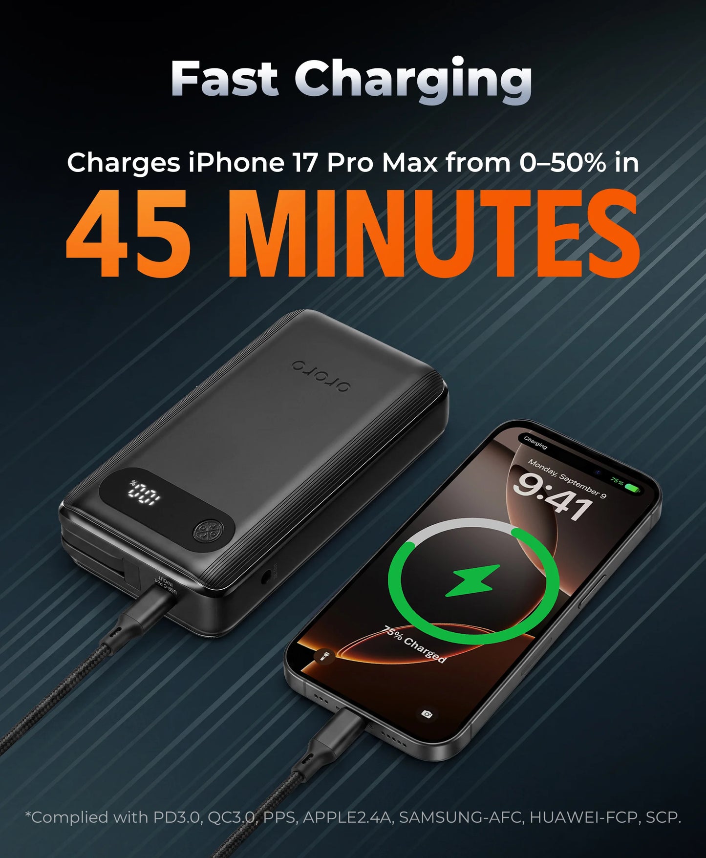 Charges iPhone 17 Pro Max from 0-50% in 45 MINUTES