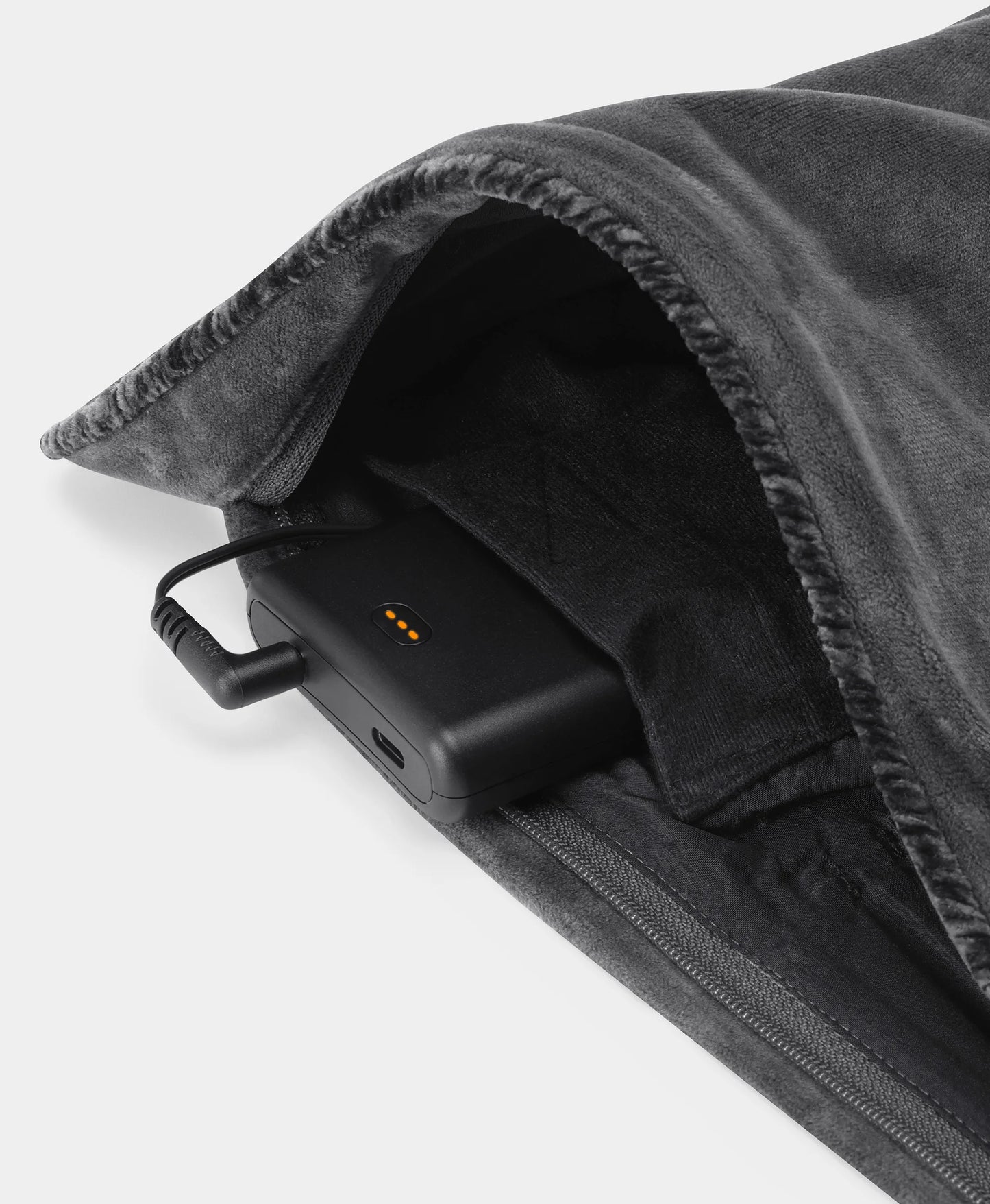 Discreet battery pocket with velcro closure