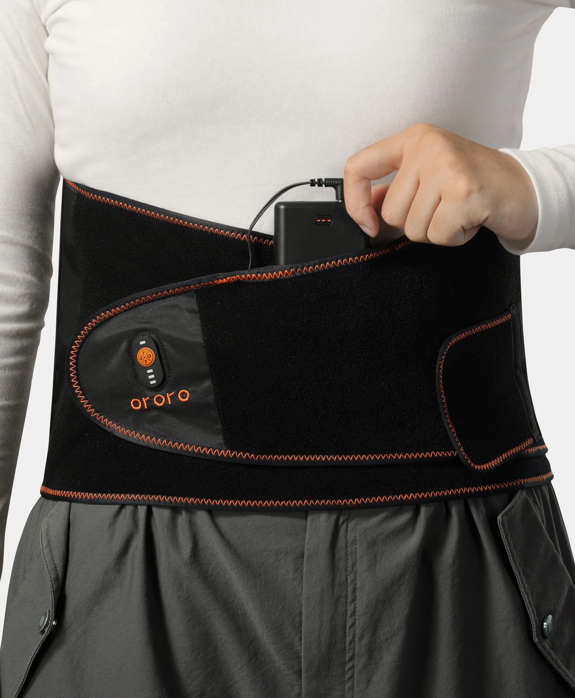 Model charging the waist with our battery