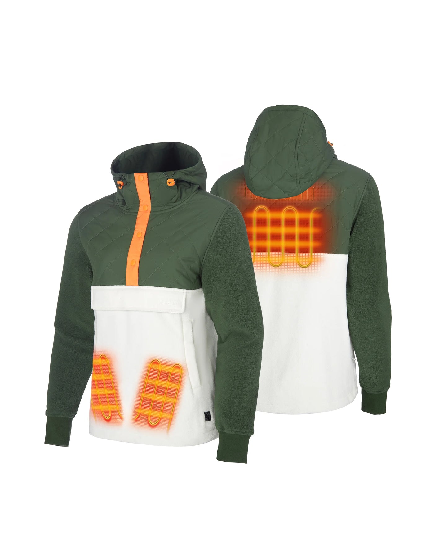 Four heating zones: left &amp; right pockets, upper back and mid-back