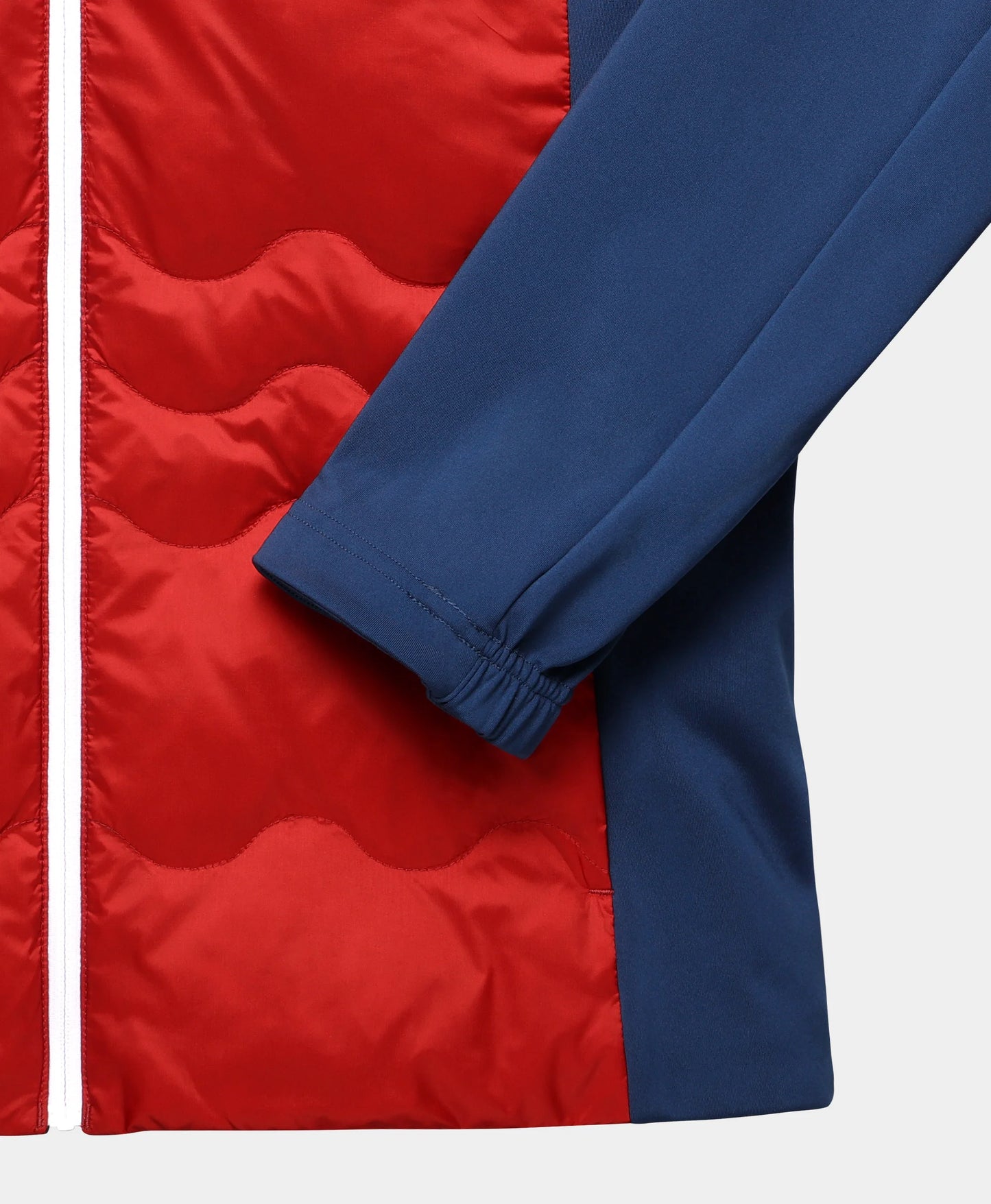 Stretch knit side panels and sleeves