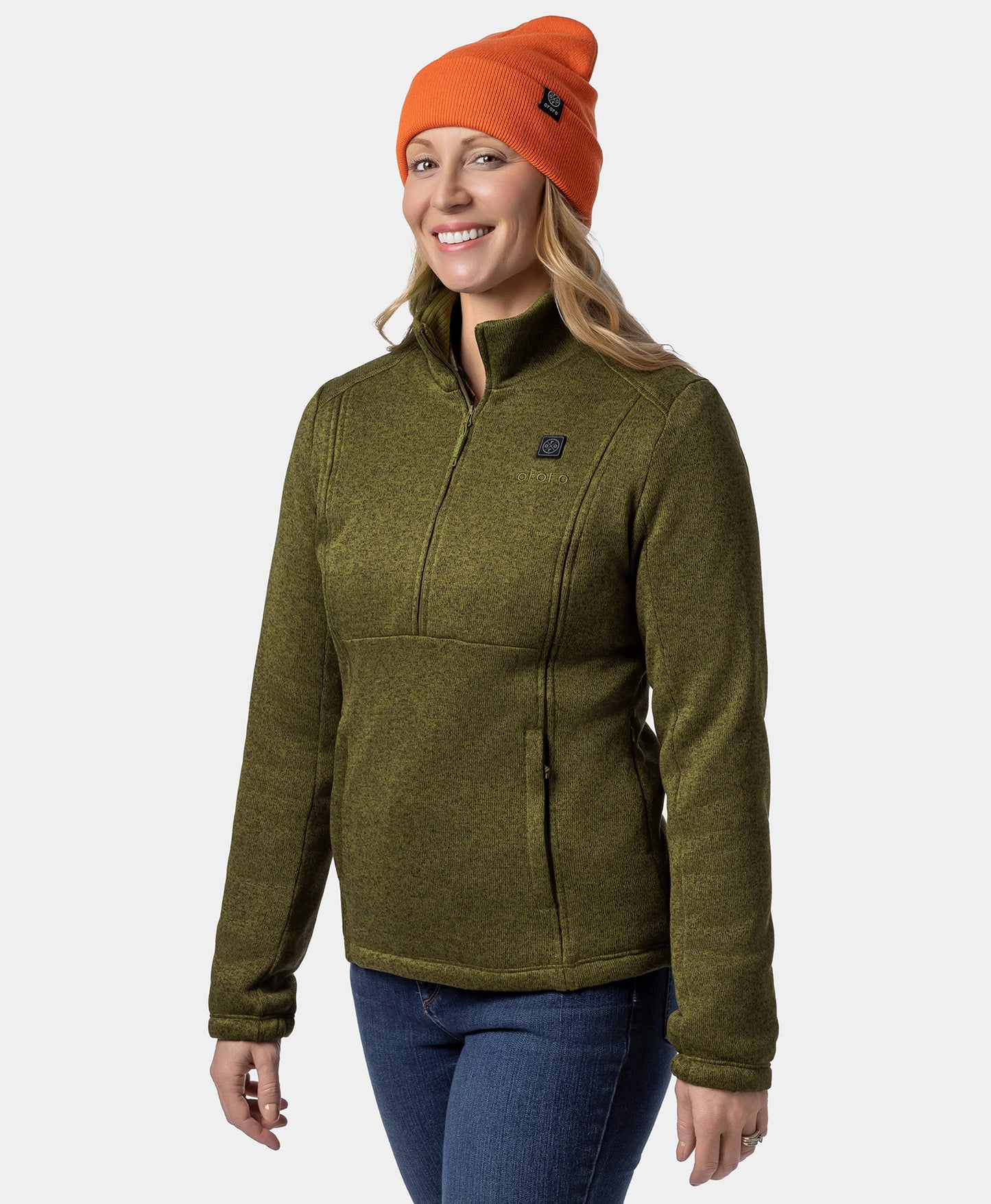 Augusta Women's 4-Zone Heated Sweater Fleece Qtr Zip Jacket