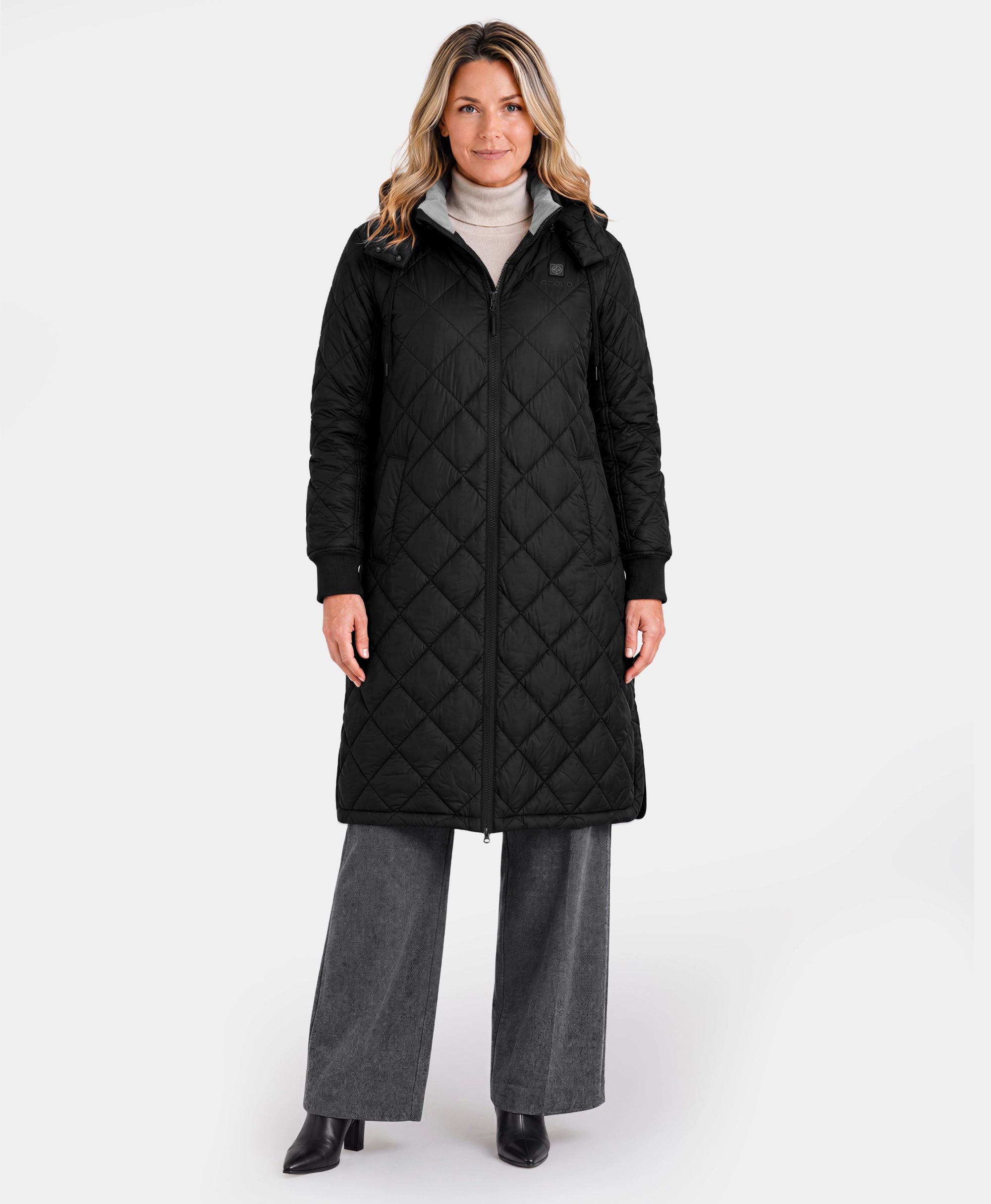 Front view of purple Uptown Women's 4-Zone Heated Parka w/ Removable Hood