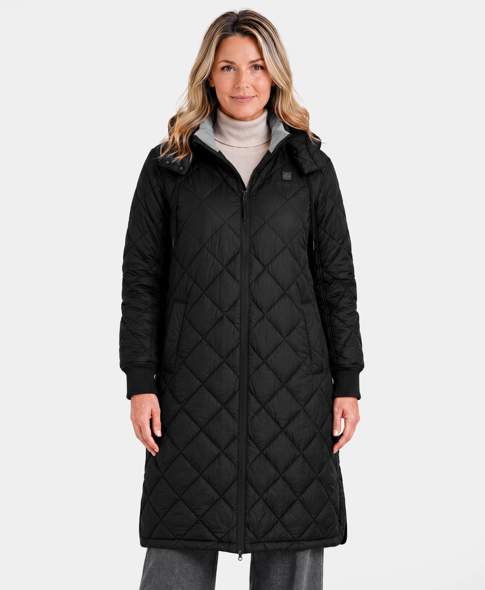 Front view of purple Uptown Women's 4-Zone Heated Parka w/ Removable Hood