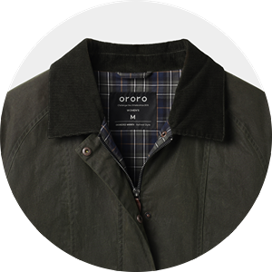 Close-up of ororo jacket collar and inner lining
