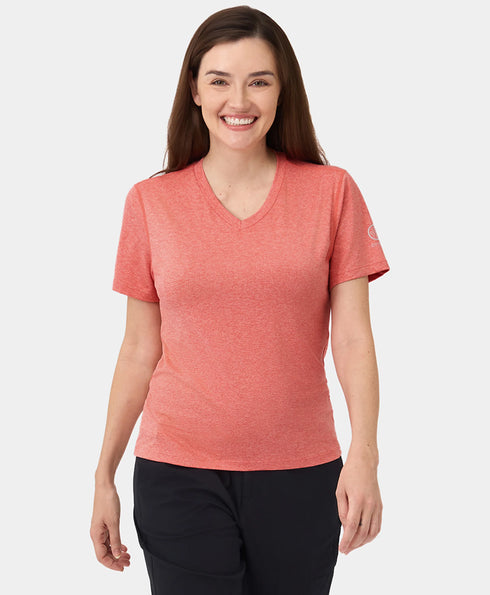 Women’s TechTrail V-Neck Performance T-Shirt - Pink ,view 2