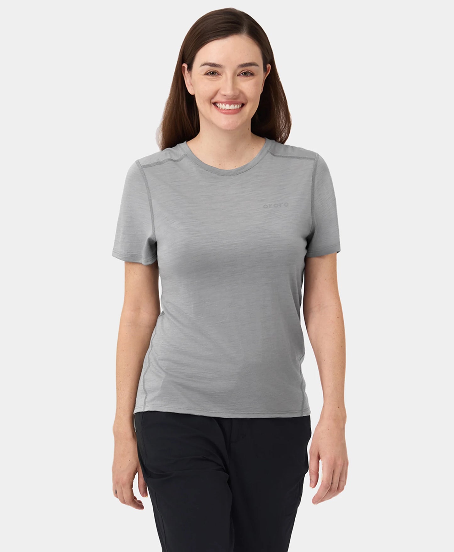 Women's Short Sleeve 100% Wool T-Shirt - Gray