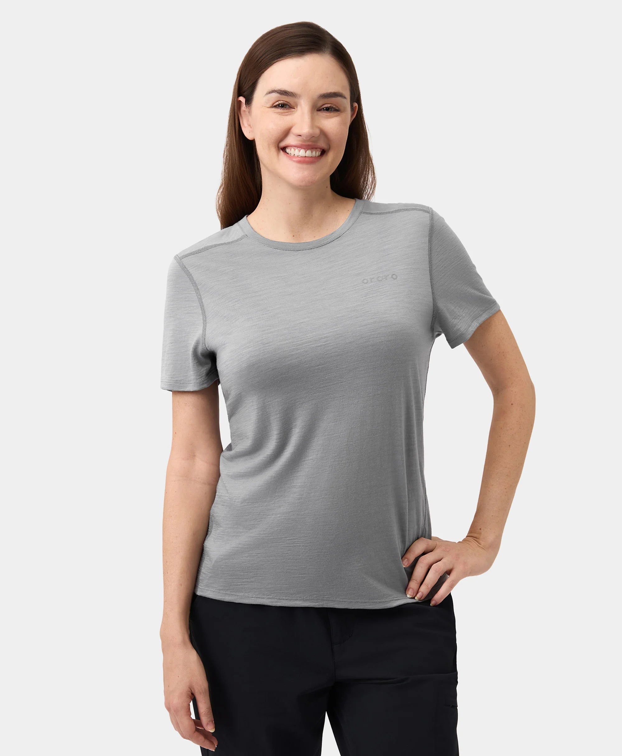 Women's Short Sleeve 100% Wool T-Shirt - Gray