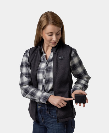 OH-1 Women’s Heated Recycled Fleece Vest- pocket and battery view