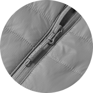 Close-up of the zipper and fabric detail on a gray ORORO women's heated vest.