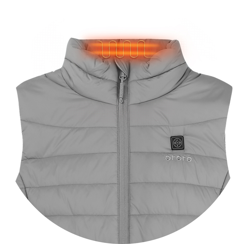 ororo Women's Light Gray Heated Vest Collar Detail