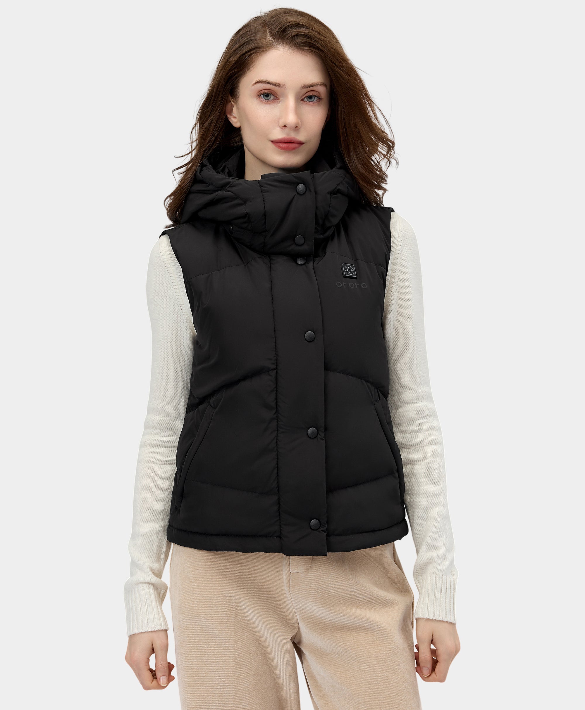 Women's Heated Cropped Puffer Vest | Battery-Powered Warmth | ororo®