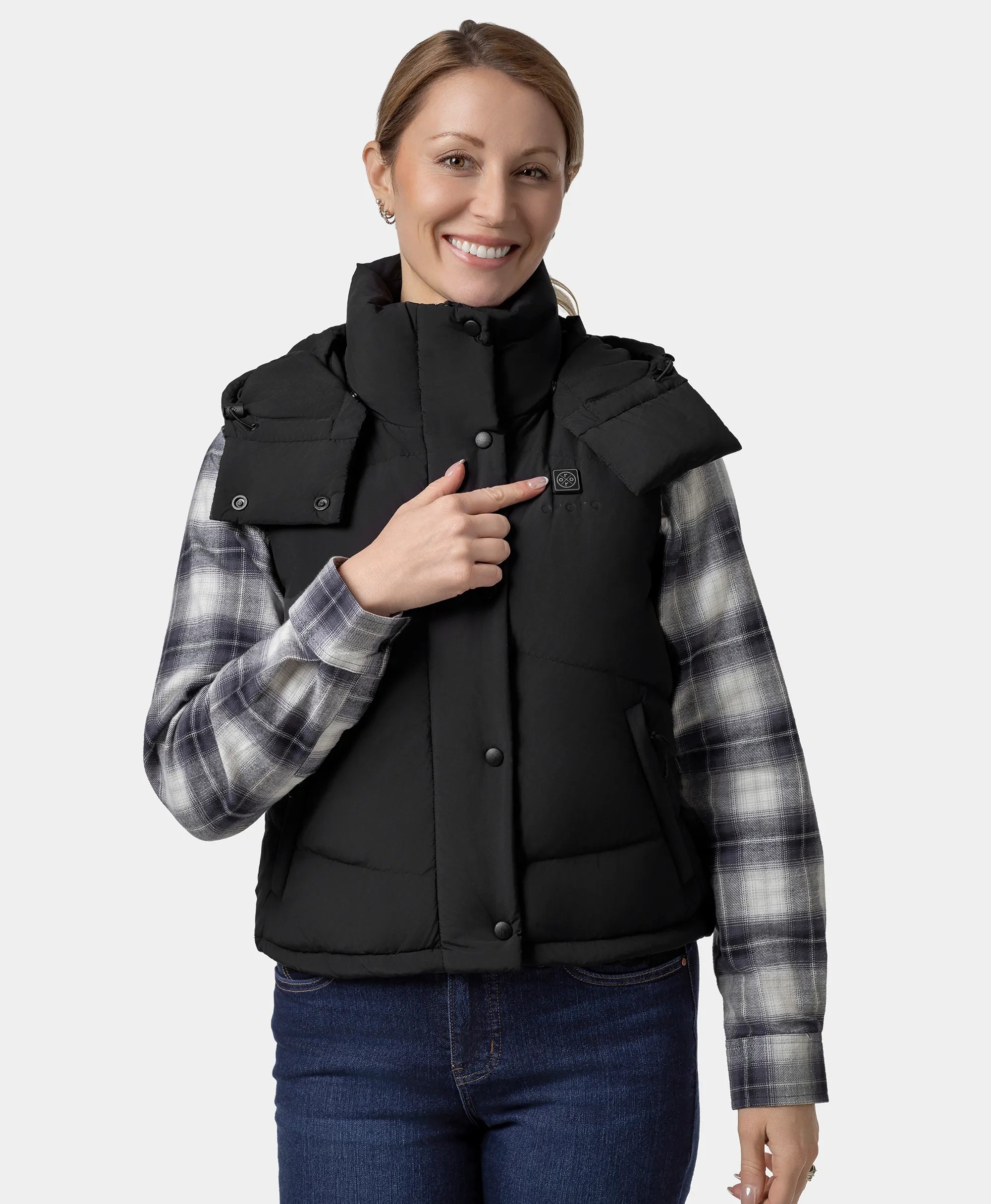 Women's Heated Cropped Puffer Down Vest