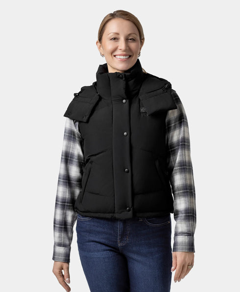 Women's Heated Cropped Puffer Down Vest ,view 1