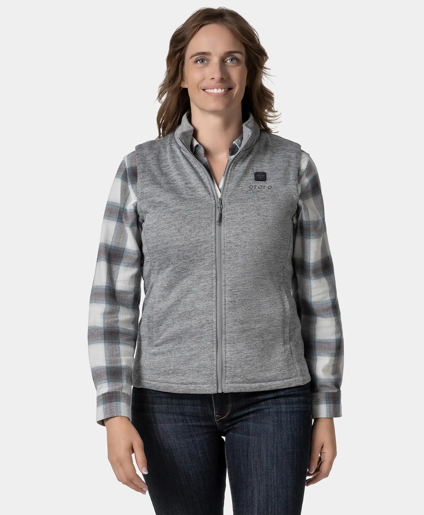 Women's Heated Fleece Vest - Flecking Gray