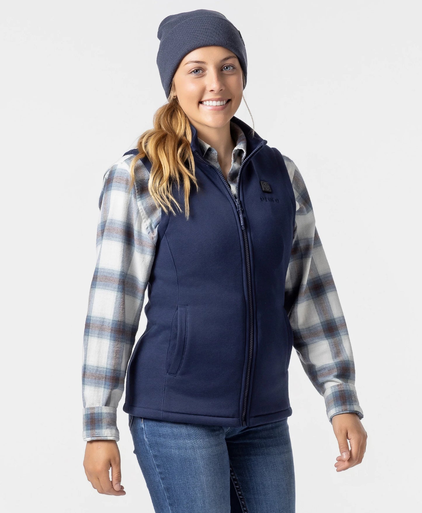 Women's Heated Fleece Vest - Blue