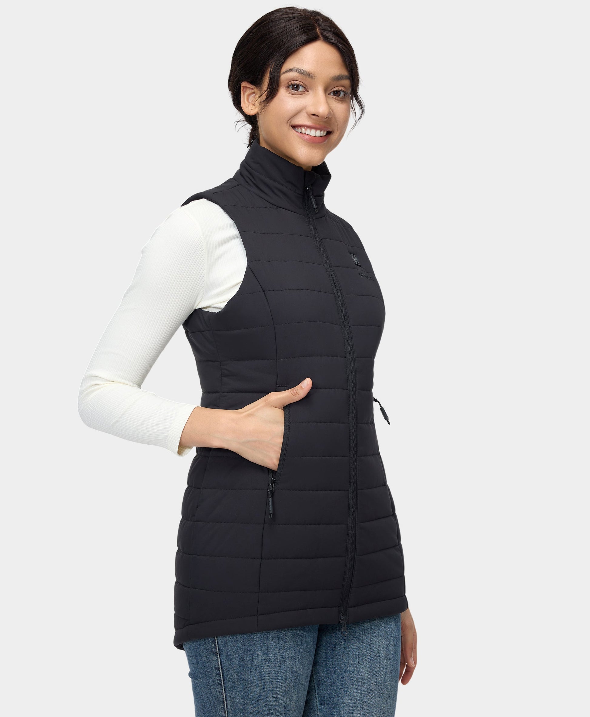 Open-Box) Tribeca Women's Heated Long Puffer Vest (Battery Set Not