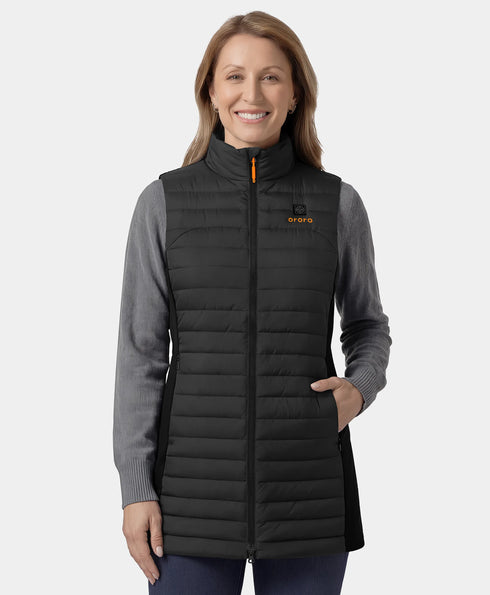 Women's 5-Zone Heated Long Down Vest-black ,view 1