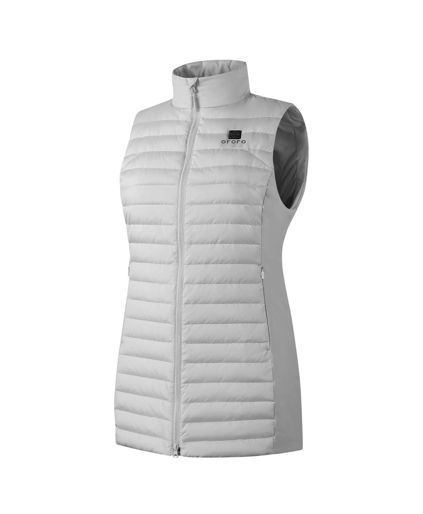 Women's 5-Zone Heated Long Down Vest- gray