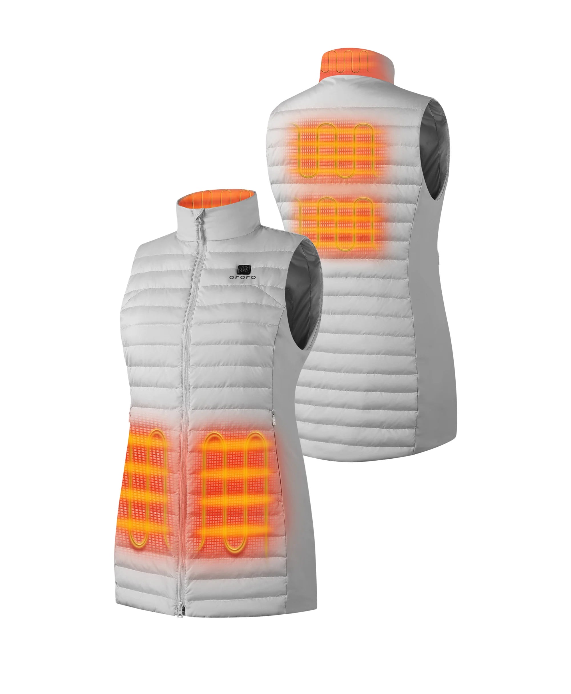 Women's 5-Zone Heated Long Down Vest- gray