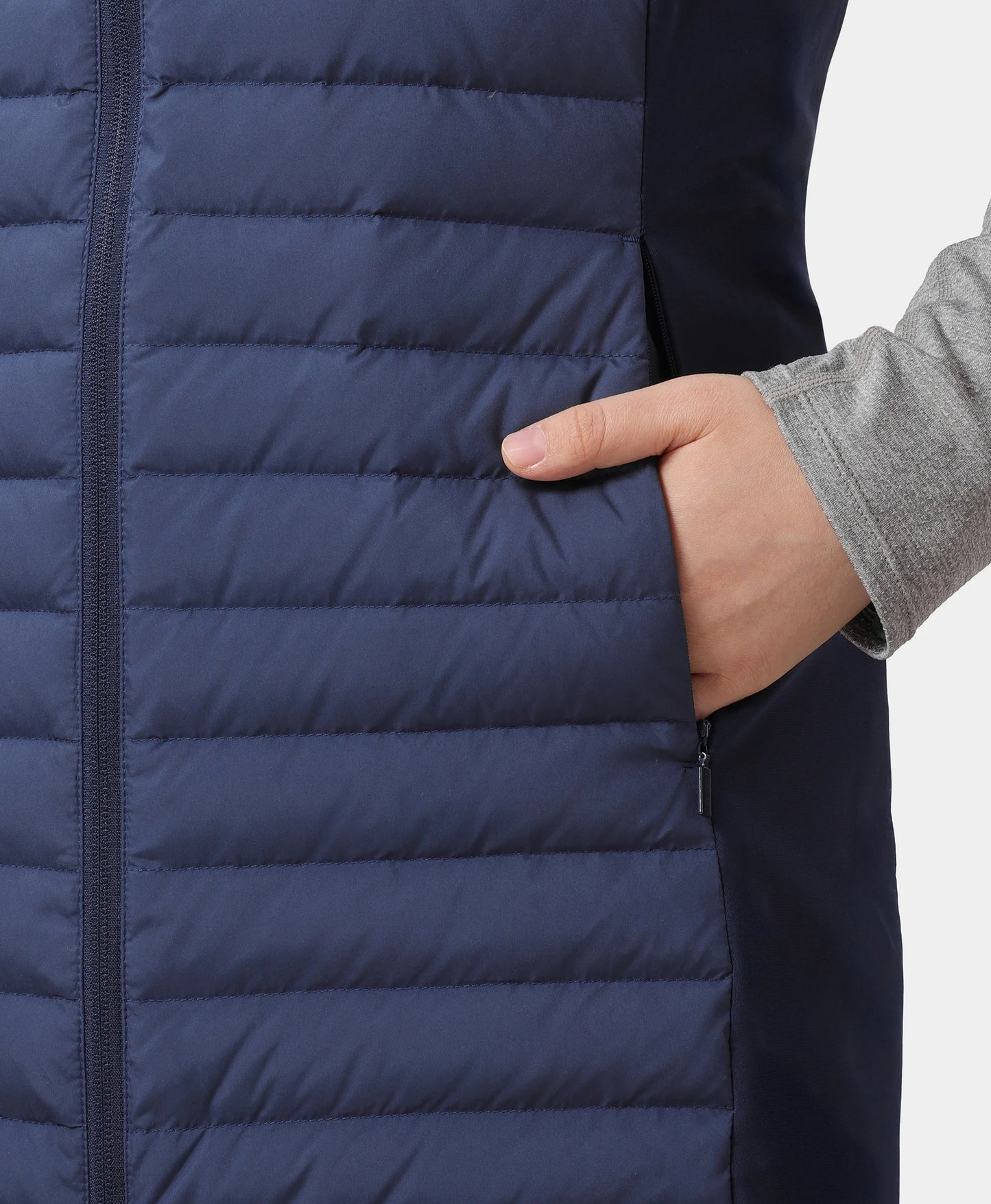 Women's 5-Zone Heated Long Down Vest- blue