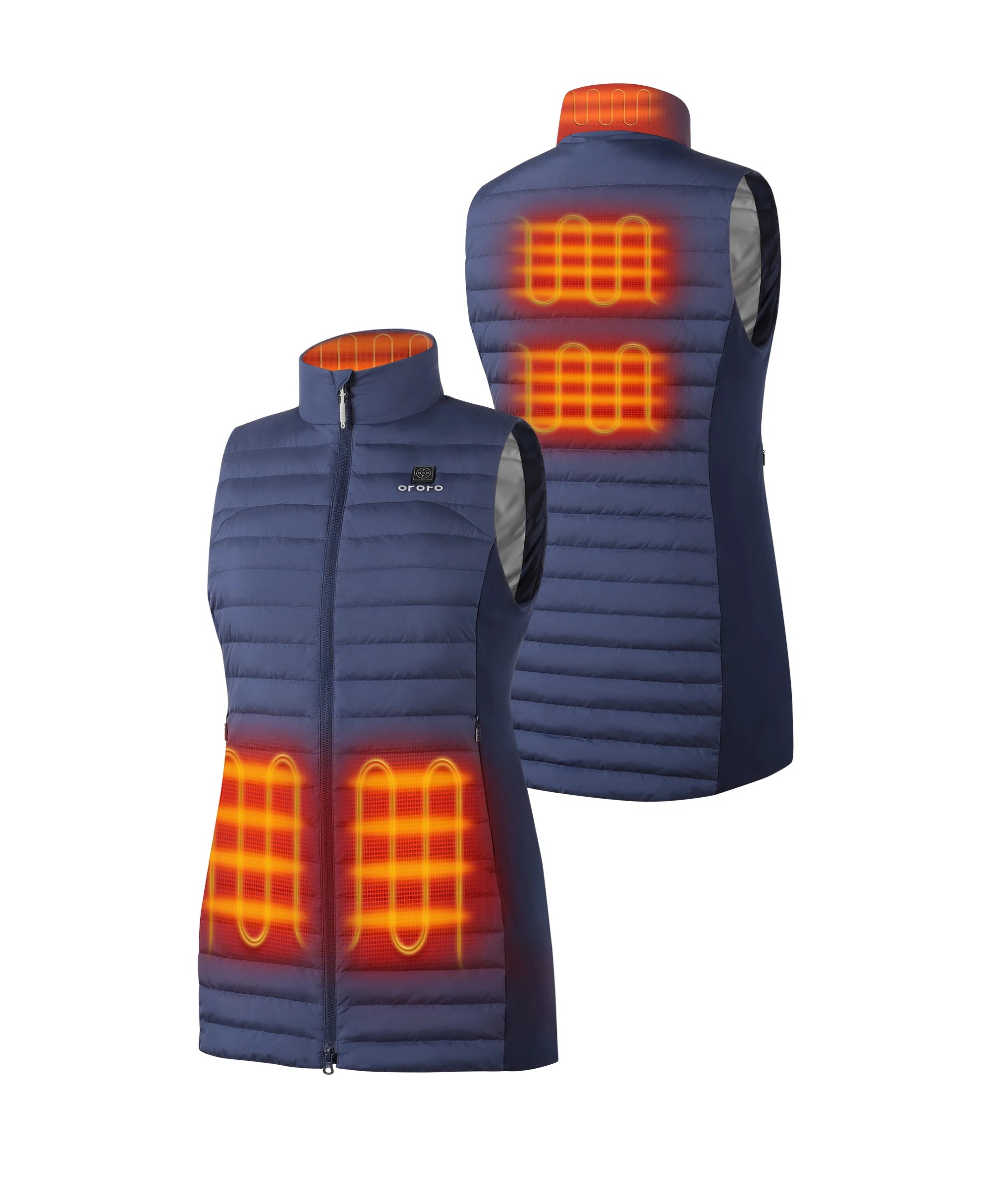 Women's 5-Zone Heated Long Down Vest- blue
