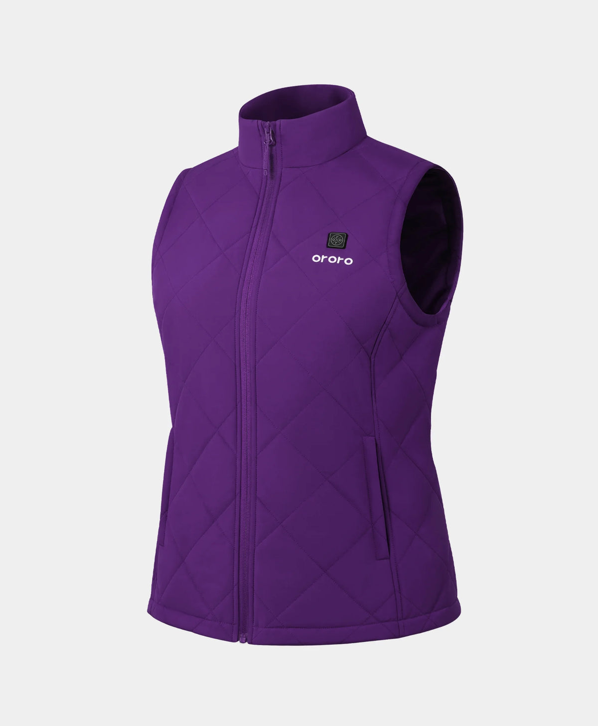 ororo Women's Heated Quilted Vest in violet with stand collar, full zip, and diamond quilting
