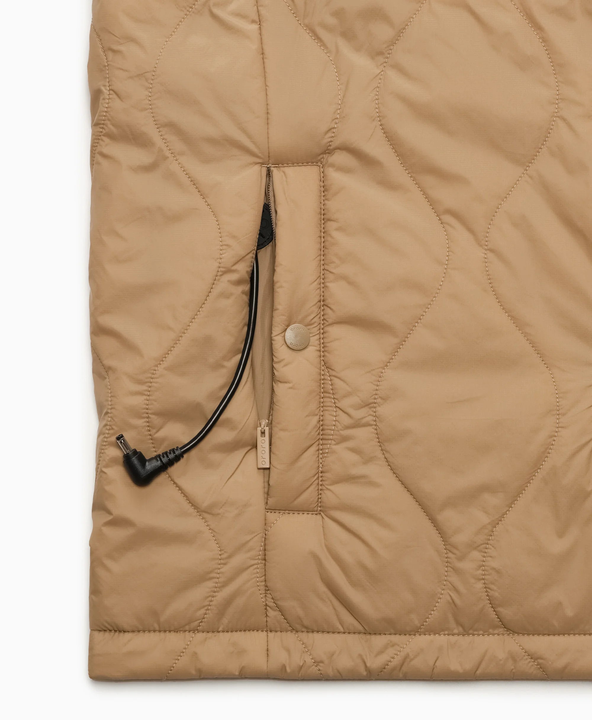 Women's 4-Zone Lightweight Heated Quilted Liner Vest -khaki- battery pocket