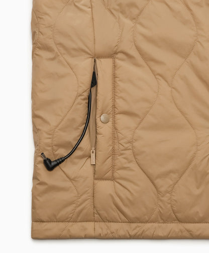 Women's 4-Zone Lightweight Heated Quilted Liner Vest -khaki- battery pocket