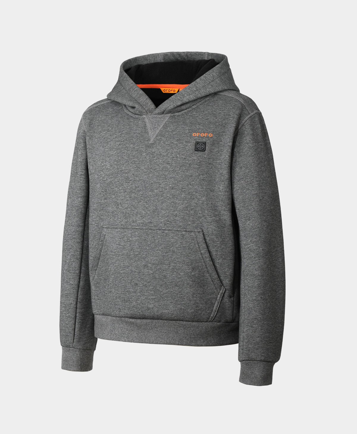 Front view of ororo Kids' 4-Zone Heated Pullover Hoodie - Flecking Gray