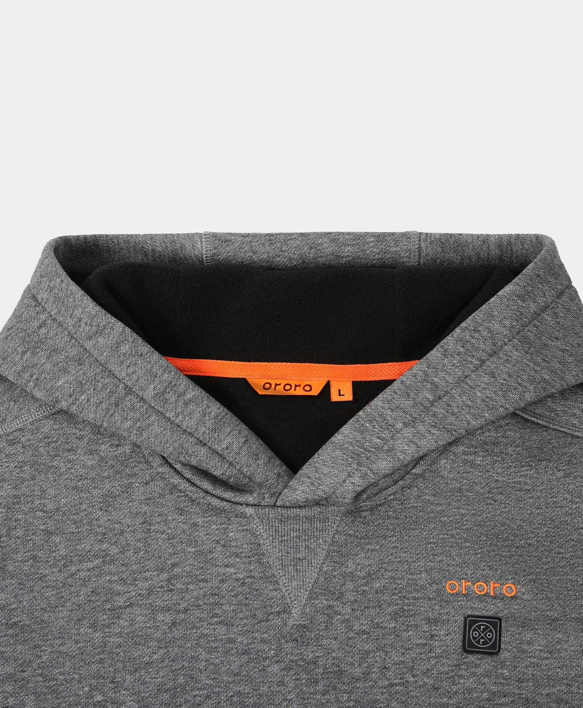 Close-up of ororo Kids' 4-Zone Heated Pullover Hoodie showing Pullover Hoodie