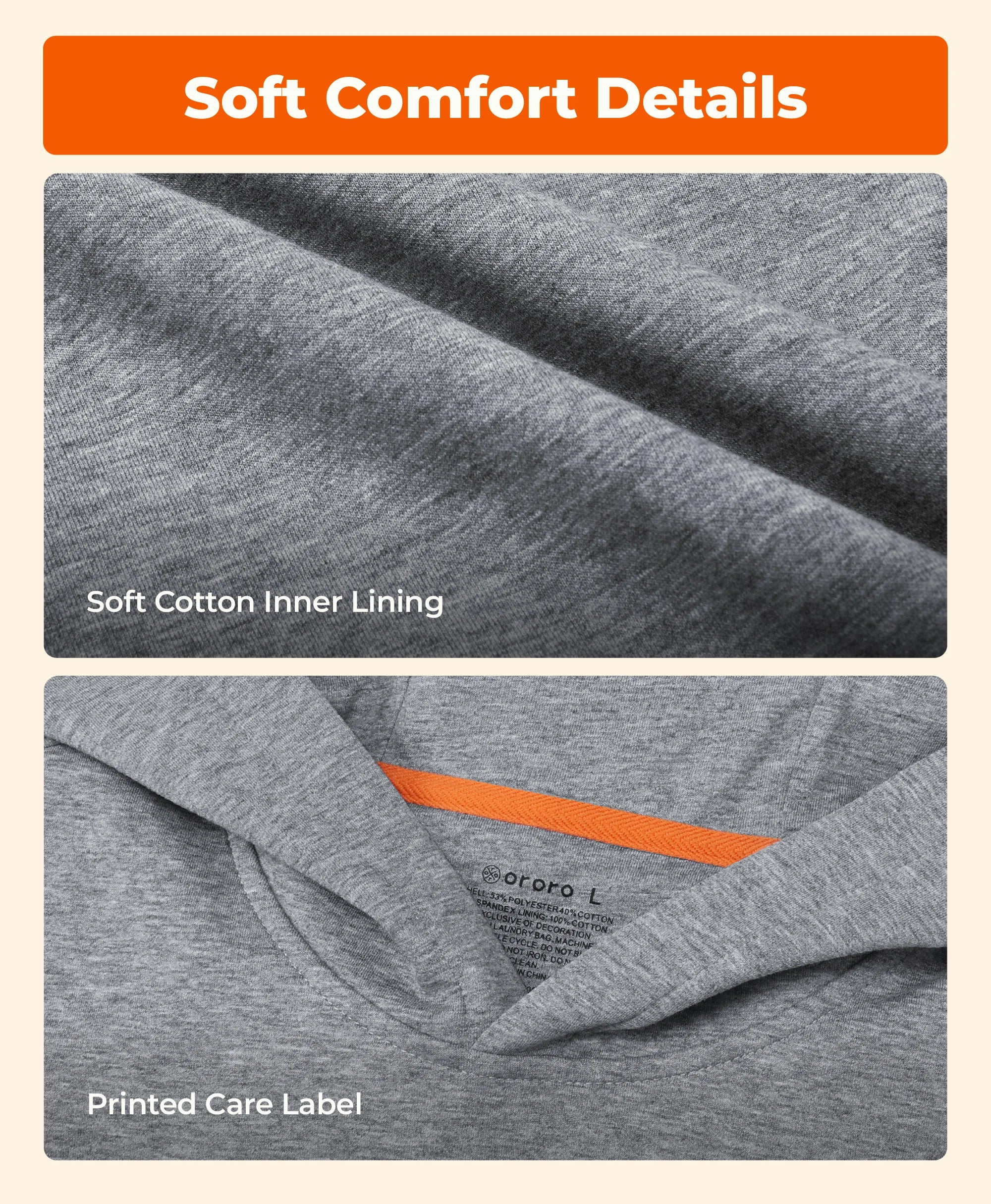 Soft Cotton Inner Lining, Printed Care Label