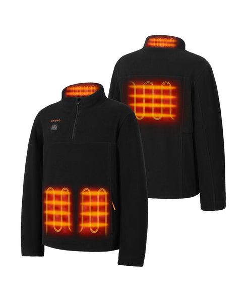 Heating elements across 4 zones: collar, mid-back, and both hand pockets that also warm their core