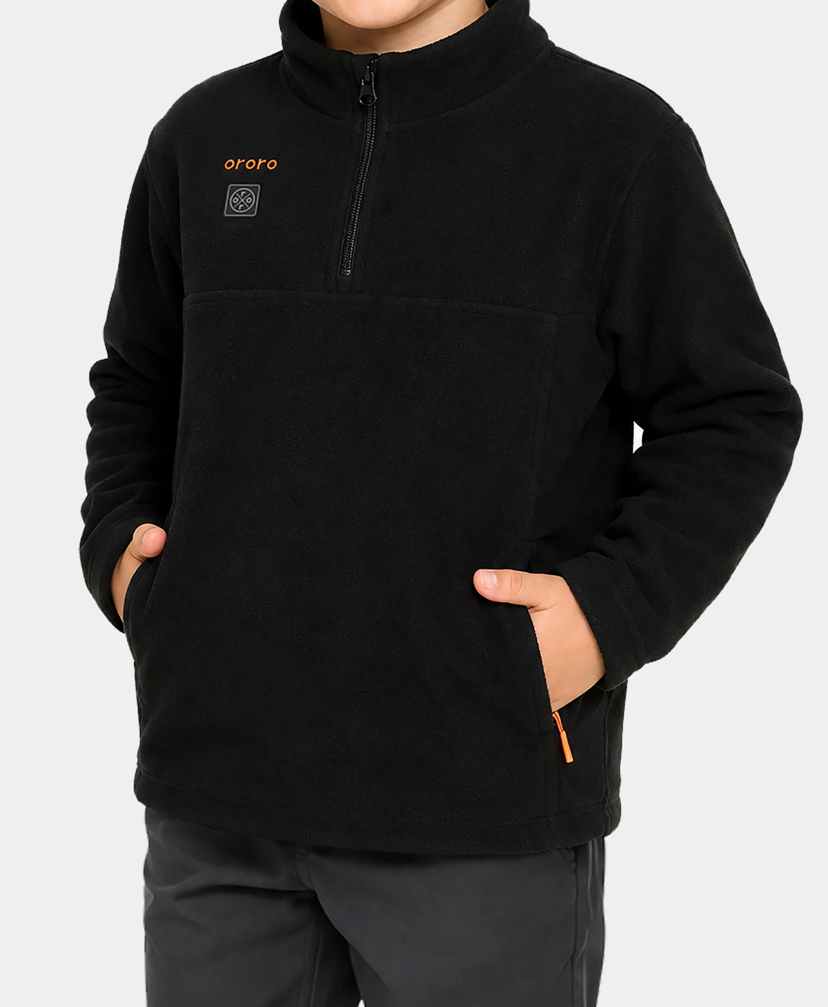 Kids' 4-Zone Heated Fleece Qtr Zip Jacket with zippered hand pockets