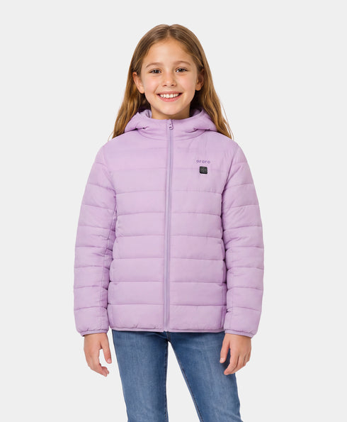 Kids' 4-Zone Heated Lightweight Puffer Jacket - Purple