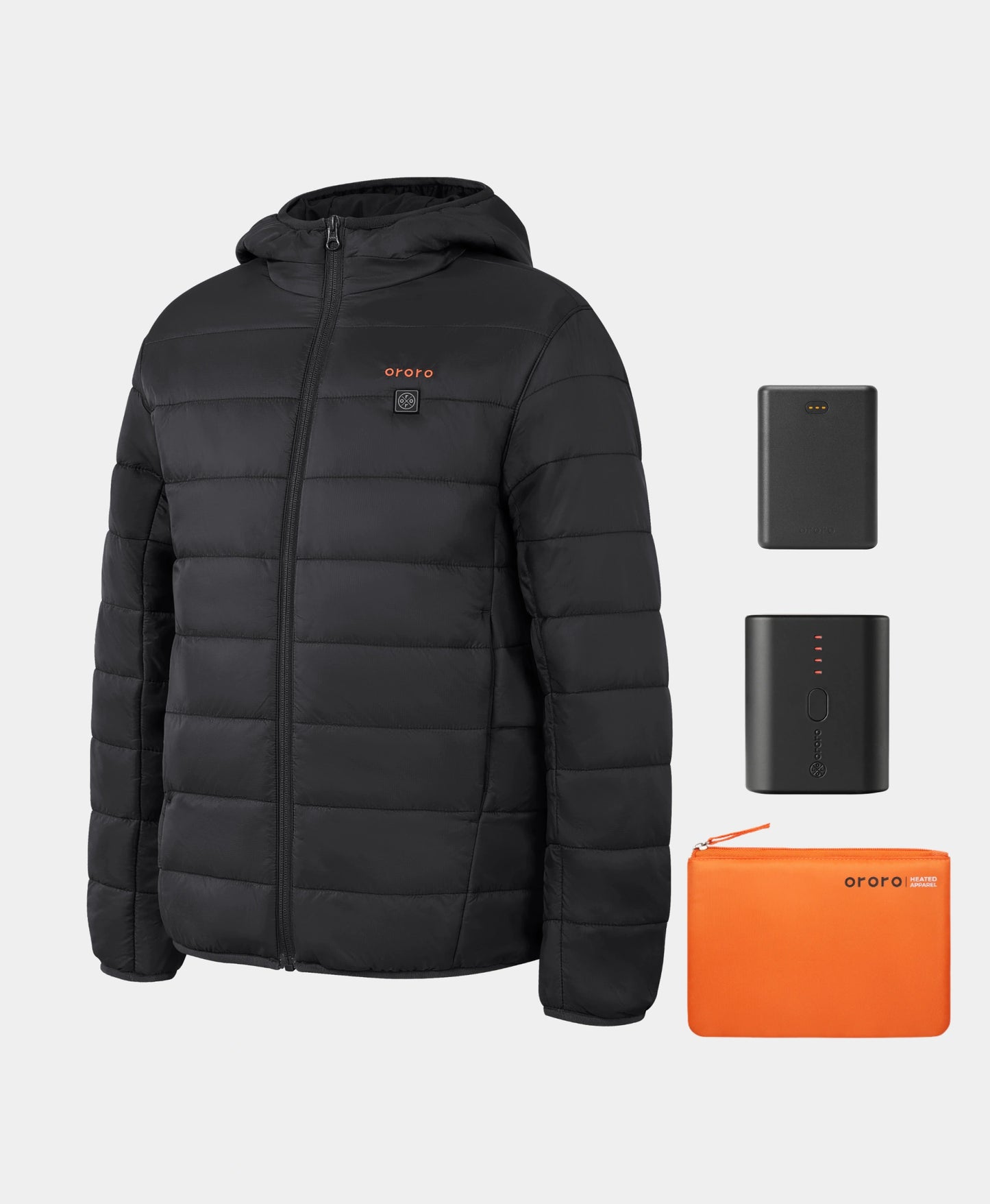 Jacket with a bag and two batteries